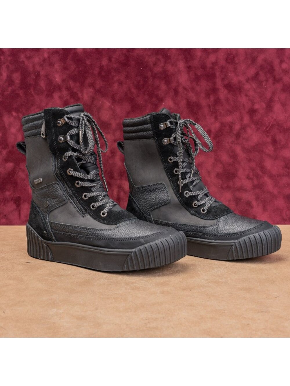 Pajar Women Henta Black Leather waterproof Lace-up Zip Winter Boots 10US EUR41